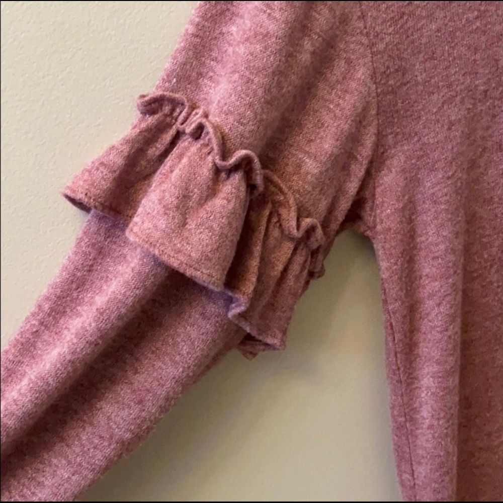 LOFT Soft Pink Ruffle Sweater Size Small - Picture 2 of 3